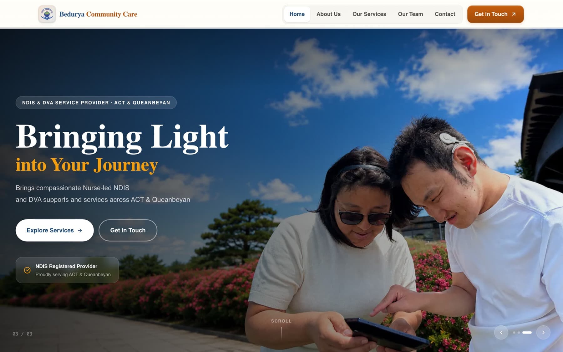 The Bedurya Community Care website