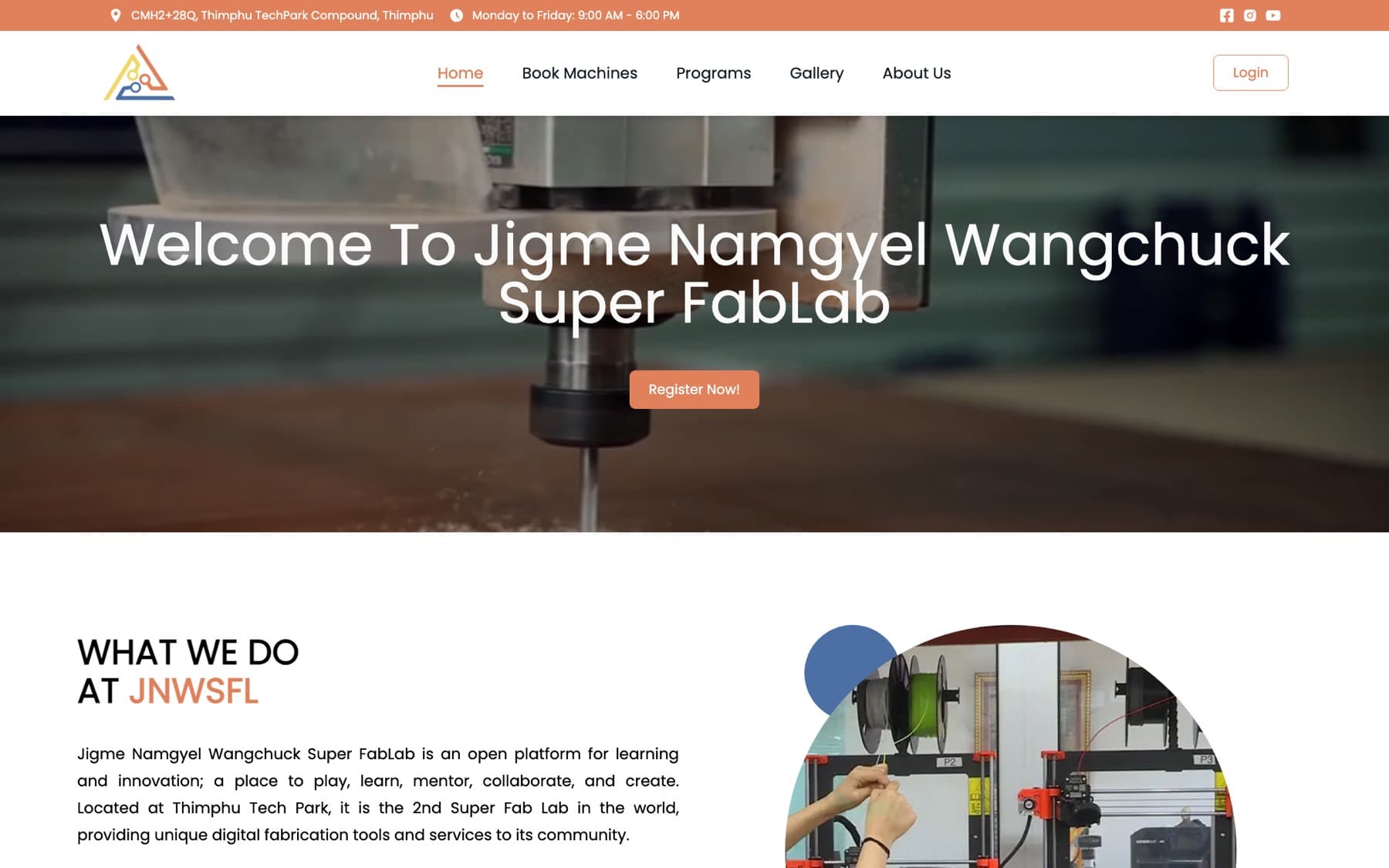 The JNW Bhutan Super Fab Lab website